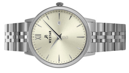 Westar Profile Date display Champagne Stainless steel Male 50215STN102. A brand-new Westar Profile watch featuring a Champagne dial and a Stainless steel strap. Front view. - view 3