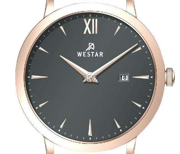 Westar Profile Date display Grey Leather Male 50214PPN606. A brand-new Westar Profile watch featuring a Grey dial and a Leather strap. Front view. - view 2