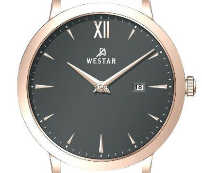 Westar Profile Date display Grey Leather Male 50214PPN606. A brand-new Westar Profile watch featuring a Grey dial and a Leather strap. Front view. - view 2