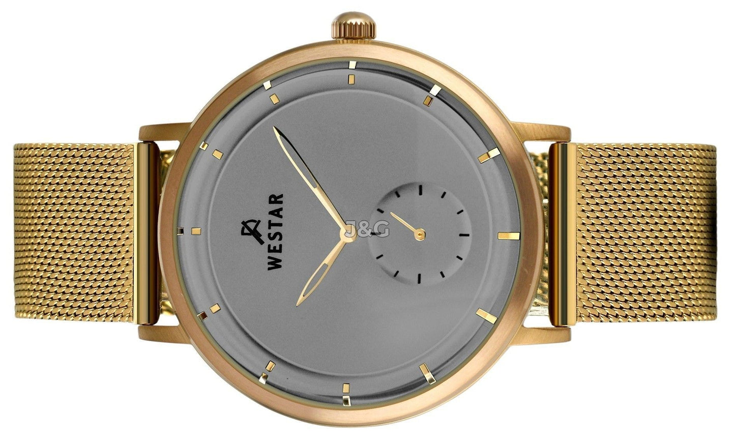 Westar Profile Deployment clasp Grey Stainless steel Male 50247BZZ106. A brand-new Westar Profile watch featuring a Grey dial and a Stainless steel strap. Side view. - view 3