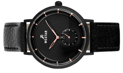 Westar Profile Quartz movement Black Leather Male 50246BBN603. A brand-new Westar Profile watch featuring a Black dial and a Leather strap. Front view. - view 3