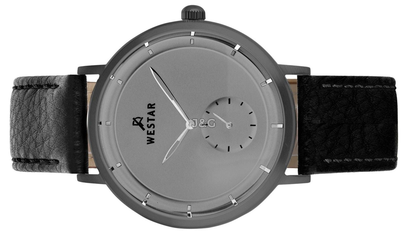 Westar Profile Quartz movement Grey Leather Male 50246GGN106. A brand-new Westar Profile watch featuring a Grey dial and a Leather strap. Front view. - view 3