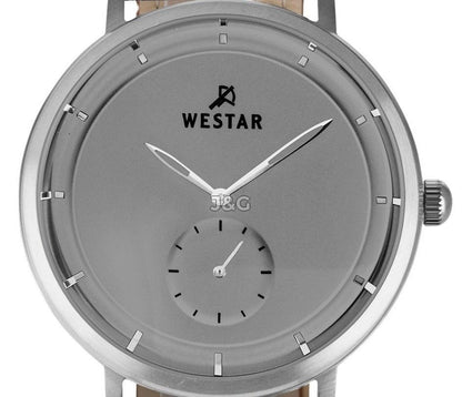 Westar Profile Quartz movement Grey Leather Male 50246STN106. A brand-new Westar Profile watch featuring a Grey dial and a Leather strap. Front view. - view 2