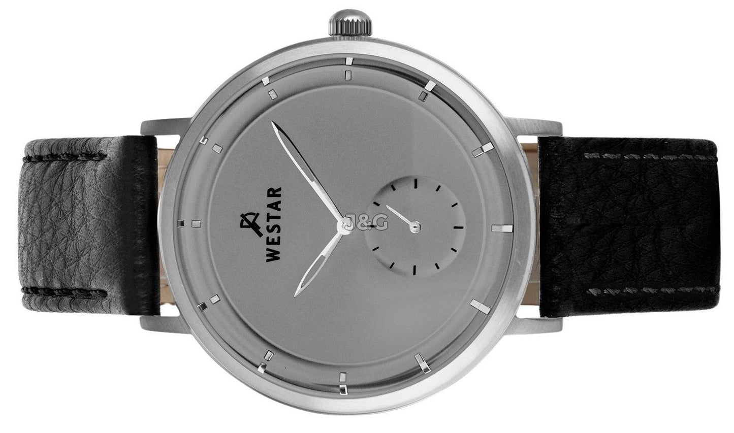 Westar Profile Quartz movement Grey Leather Male 50246STN106. A brand-new Westar Profile watch featuring a Grey dial and a Leather strap. Front view. - view 3