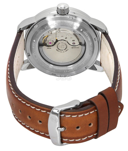 Zeppelin Atlantic Automatic movement Dark Green Leather Male Z84624. A brand-new Zeppelin Atlantic watch featuring a Dark Green dial and a Leather strap. Angled view. - view 4