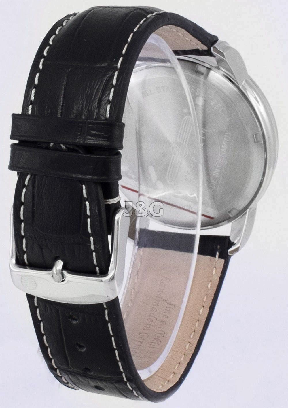 Zeppelin Date display Black Leather Male Z76901. A brand-new Zeppelin watch featuring a Black dial and a Leather strap. Angled view. - view 3