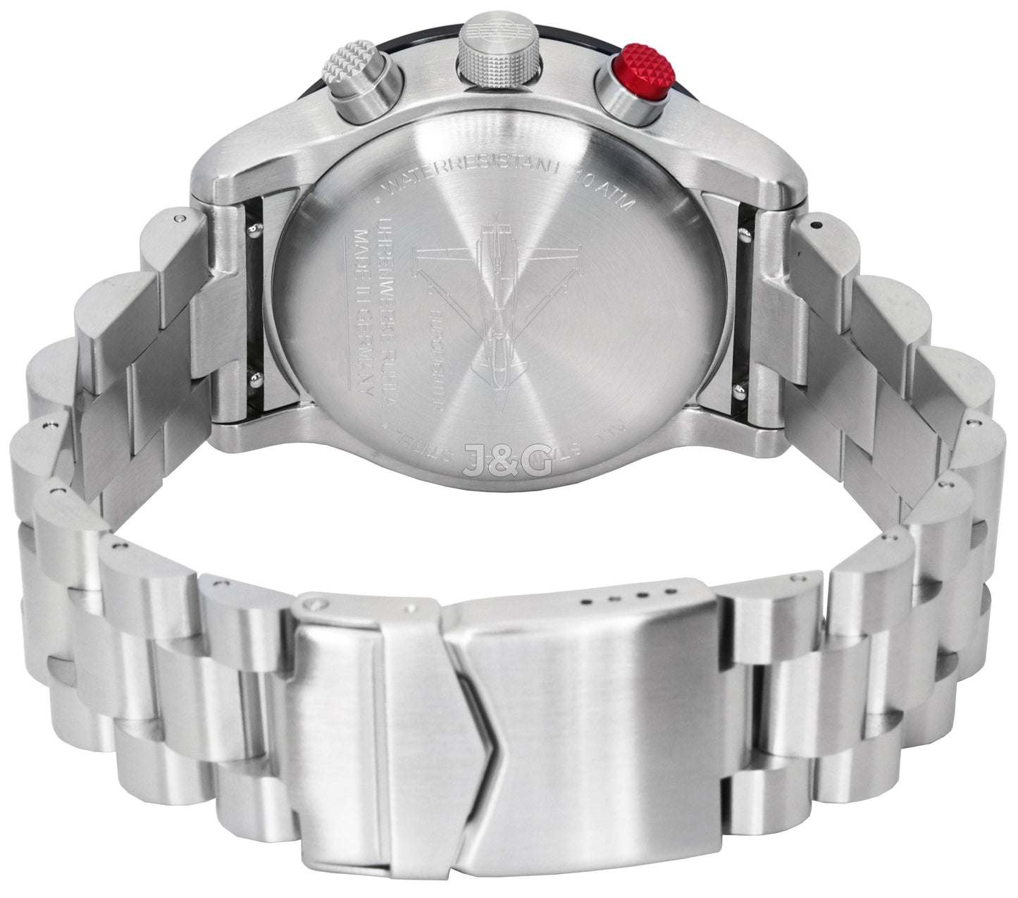 Zeppelin Eurofighter Date display White Stainless steel Male Z7298M5. A brand-new Zeppelin Eurofighter watch featuring a White dial and a Stainless steel strap. Side view. - view 4