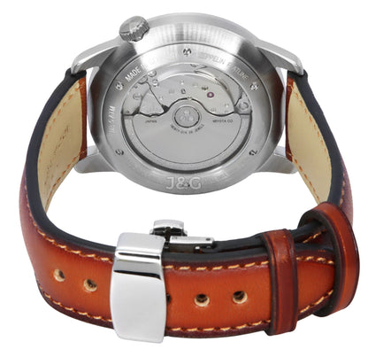 Zeppelin Flatline Automatic movement Dark Green Leather Male Z83664. A brand-new Zeppelin Flatline watch featuring a Dark Green dial and a Leather strap. Angled view. - view 3