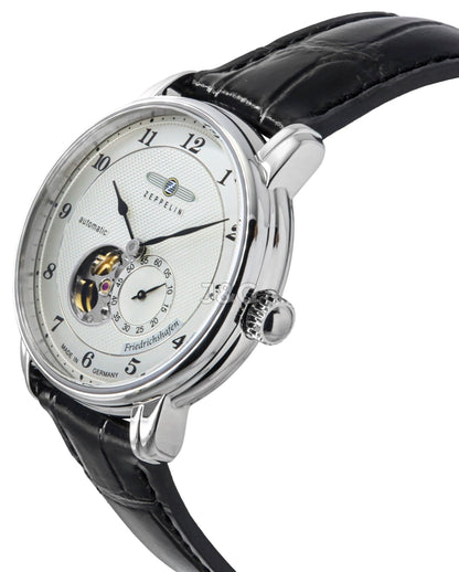 Zeppelin Friedrichshafen Automatic movement Black Leather Male Z85664. A brand-new Zeppelin Friedrichshafen watch featuring a Black dial and a Leather strap. Side view. - view 2