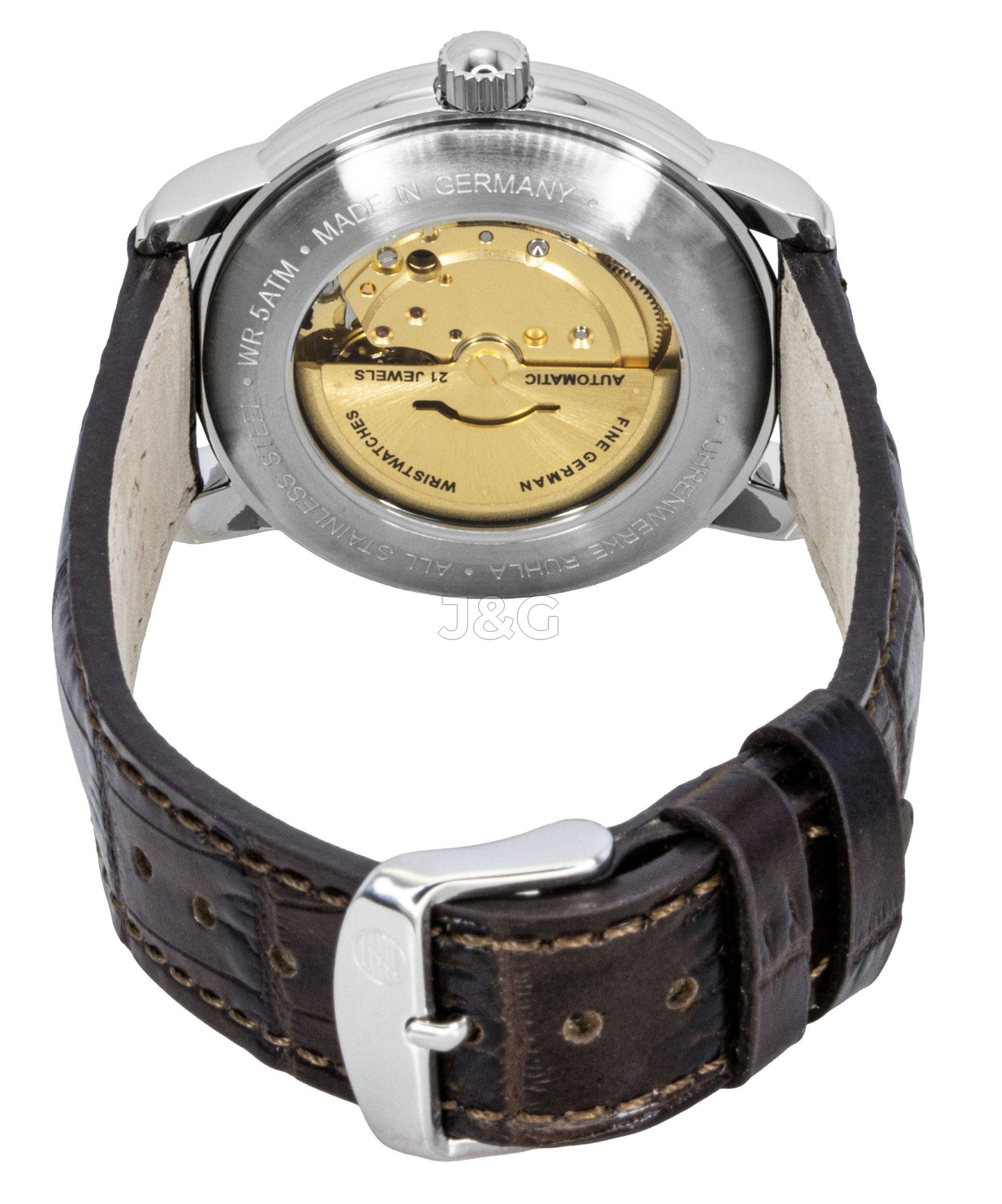 Zeppelin Friedrichshafen Automatic movement Gold Leather Male Z85625. A brand-new Zeppelin Friedrichshafen watch featuring a Gold dial and a Leather strap. Side view. - view 3