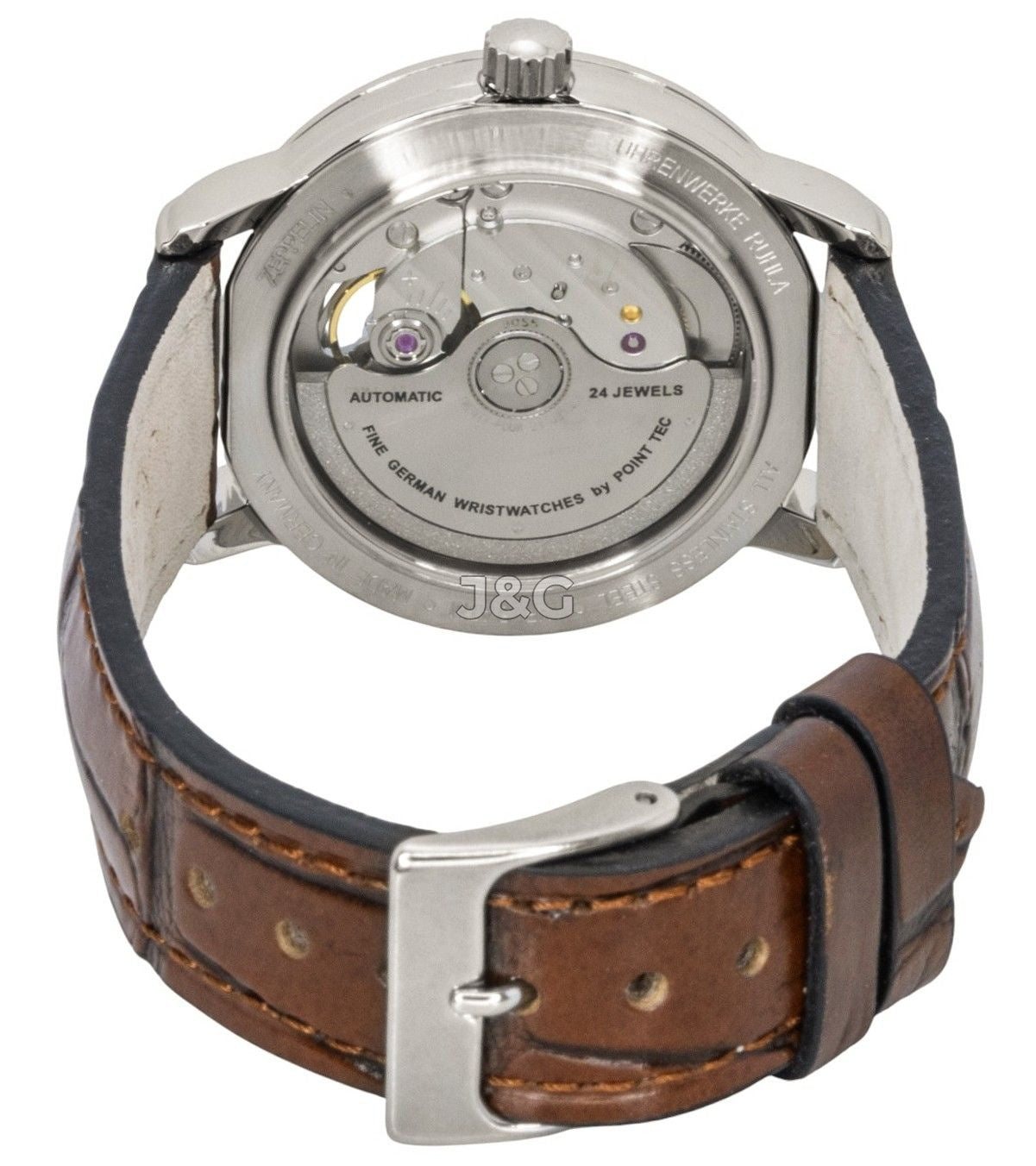 Zeppelin Friedrichshafen Automatic movement Green Leather Female Z85672. A brand-new Zeppelin Friedrichshafen watch featuring a Green dial and a Leather strap. Front view. - view 3