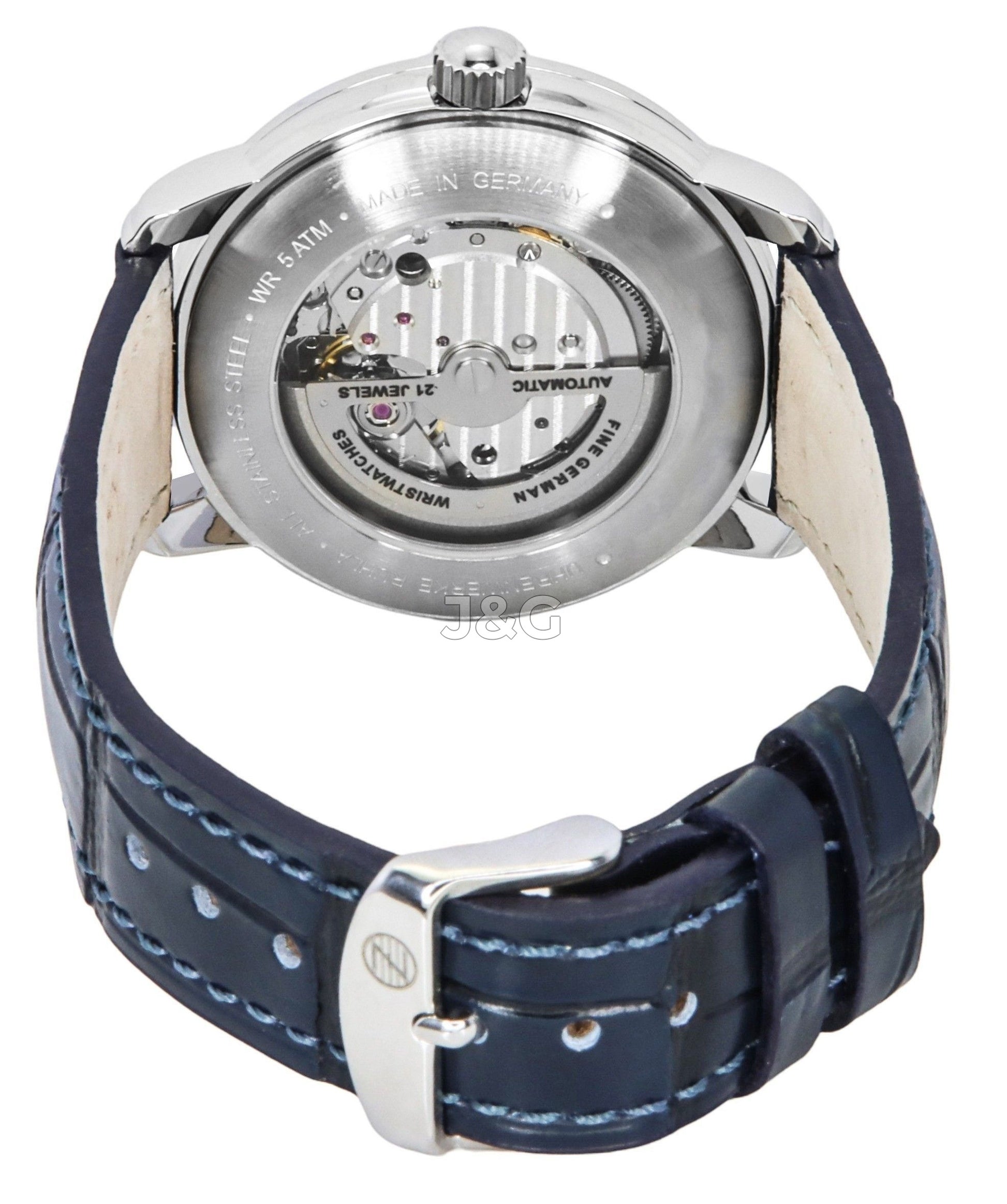 Zeppelin Friedrichshafen Automatic movement White Leather Male Z85663. A brand-new Zeppelin Friedrichshafen watch featuring a White dial and a Leather strap. Angled view. - view 3