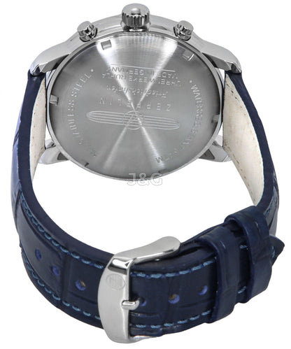 Zeppelin Friedrichshafen Date display Blue Leather Male Z85843. A brand-new Zeppelin Friedrichshafen watch featuring a Blue dial and a Leather strap. Side view. - view 3