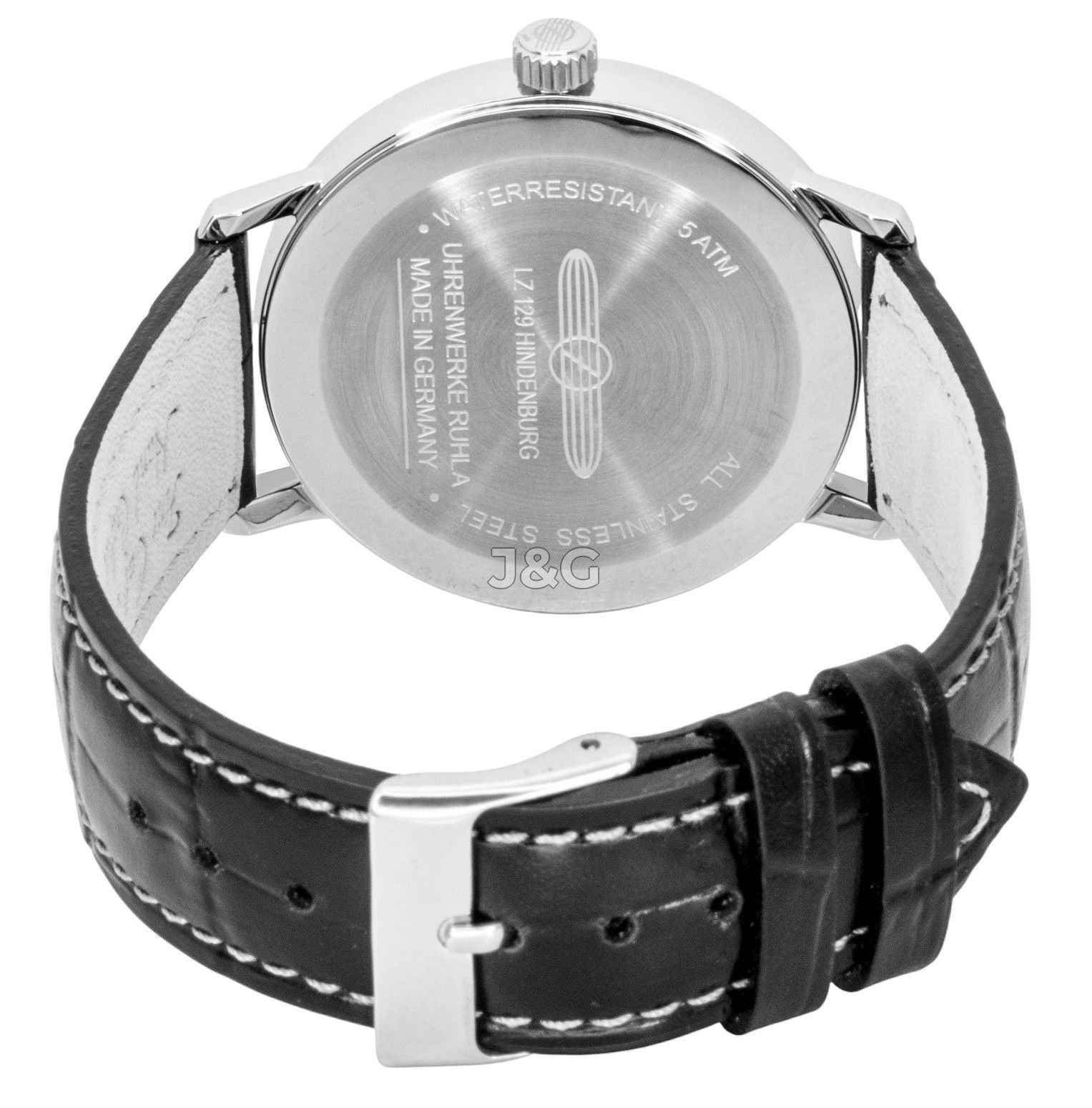 Zeppelin Hindenburg Automatic movement Green Leather Male Z80484. A brand-new Zeppelin Hindenburg watch featuring a Green dial and a Leather strap. Front view. - view 3