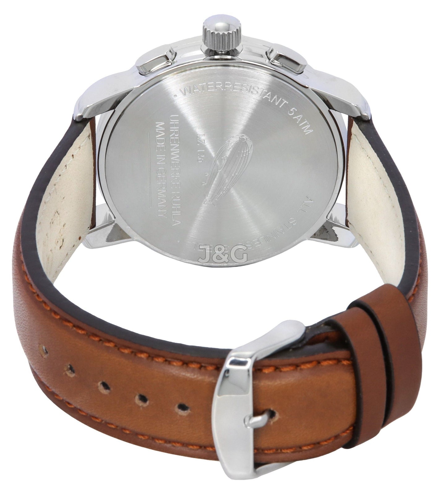 Zeppelin LZ126 Los Angeles Date display Green Leather Male Z76144. A brand-new Zeppelin LZ126 Los Angeles watch featuring a Green dial and a Leather strap. Angled view. - view 4