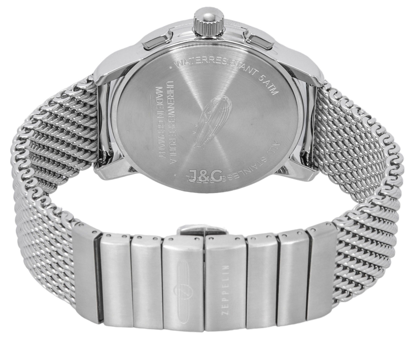 Zeppelin LZ126 Los Angeles Quartz movement Blue Stainless steel Male Z7614M3. A brand-new Zeppelin LZ126 Los Angeles watch featuring a Blue dial and a Stainless steel strap. Angled view. - view 4