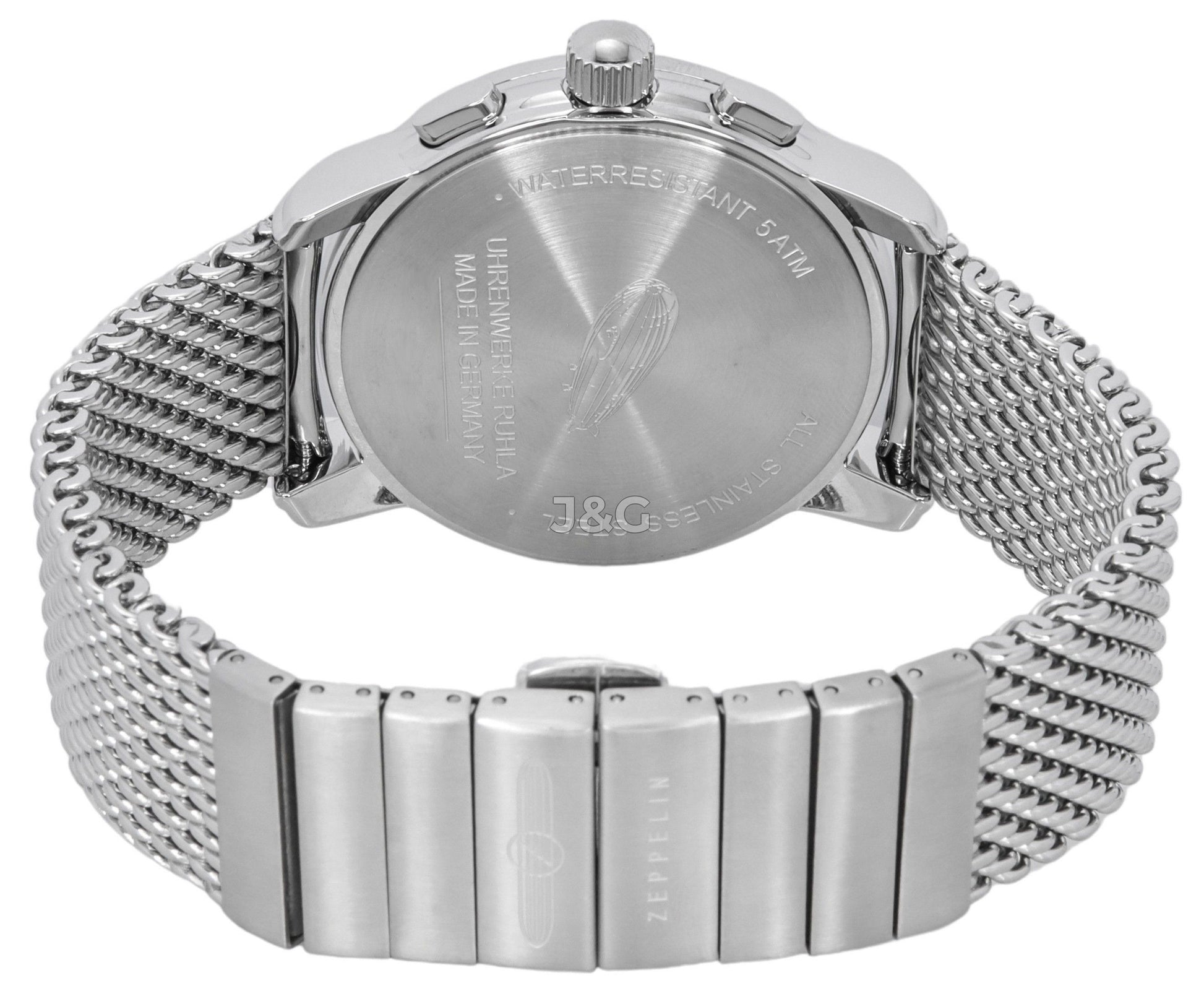 Zeppelin LZ126 Los Angeles Quartz movement Blue Stainless steel Male Z7614M3. A brand-new Zeppelin LZ126 Los Angeles watch featuring a Blue dial and a Stainless steel strap. Angled view. - view 4