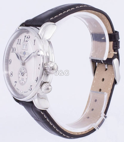 Zeppelin LZ127 Graf Date display Black Leather Male Z76445. A brand-new Zeppelin LZ127 Graf watch featuring a Black dial and a Leather strap. Side view. - view 2