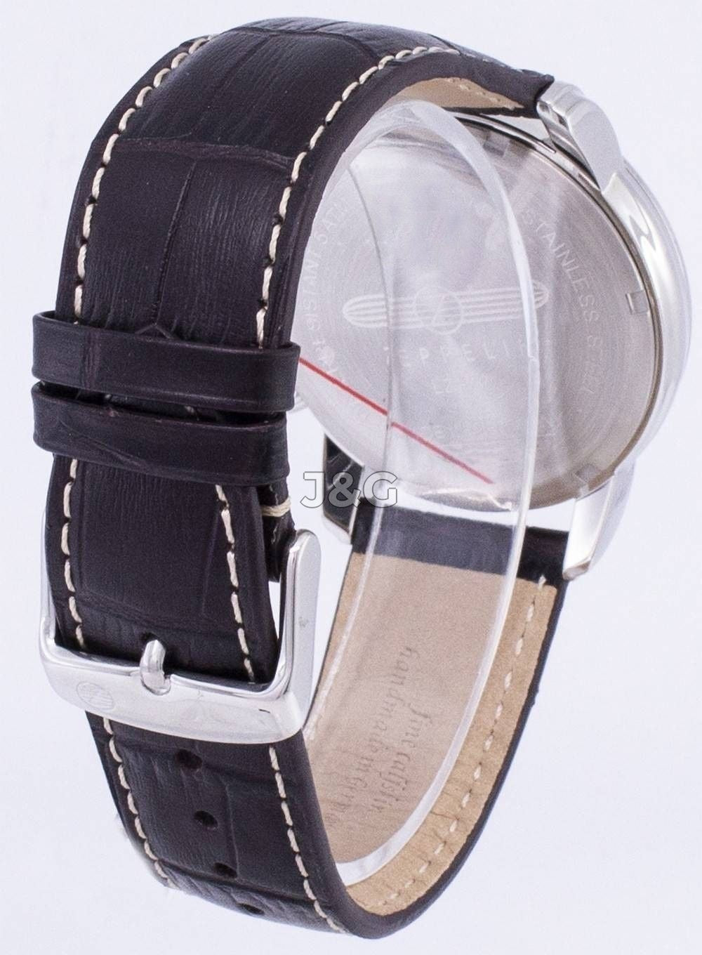 Zeppelin LZ127 Graf Date display Black Leather Male Z76445. A brand-new Zeppelin LZ127 Graf watch featuring a Black dial and a Leather strap. Side view. - view 3