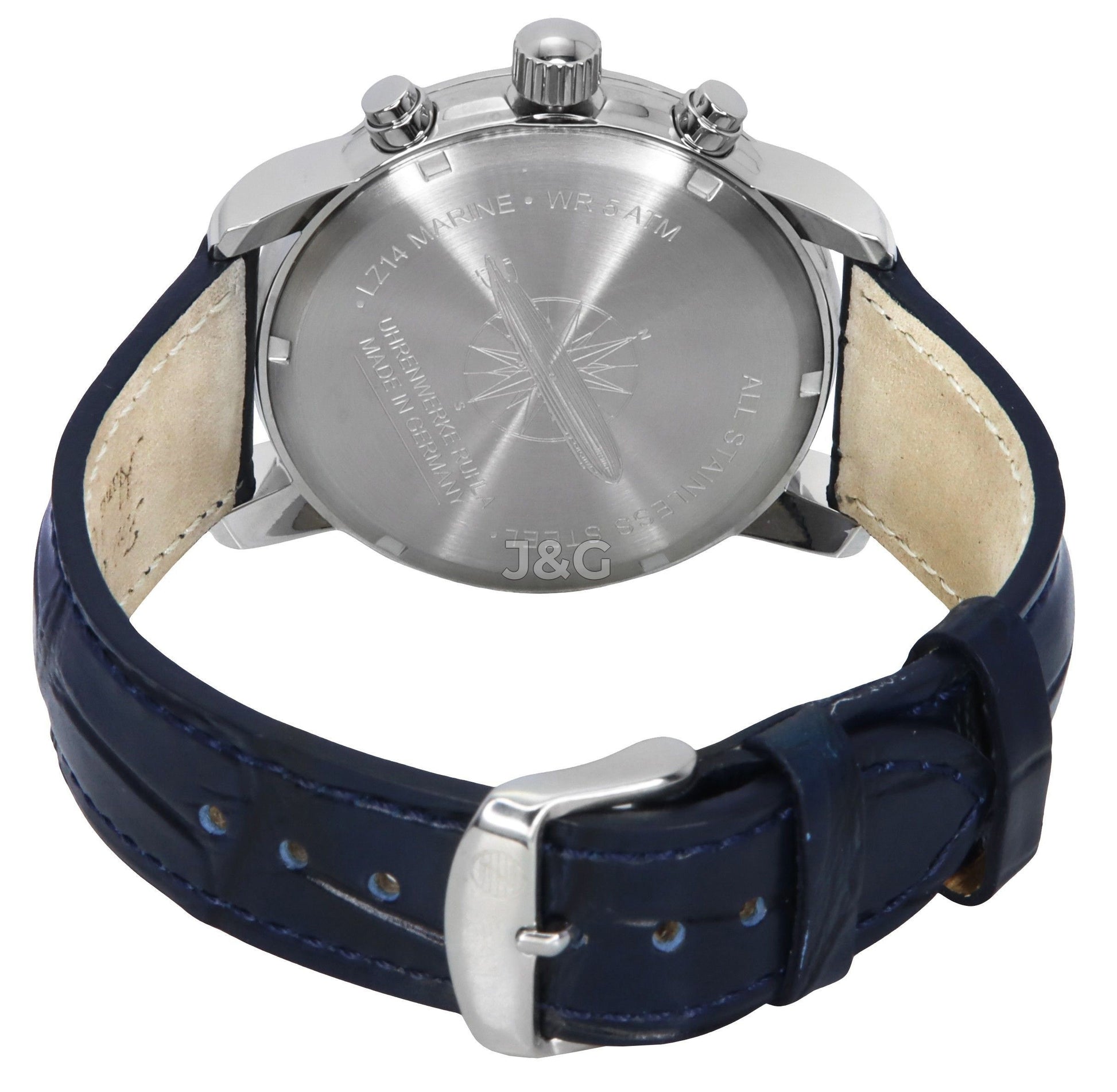 Zeppelin LZ 14 Marine Quartz movement Blue Leather Male Z88883. A brand-new Zeppelin LZ 14 Marine watch featuring a Blue dial and a Leather strap. Front view. - view 4