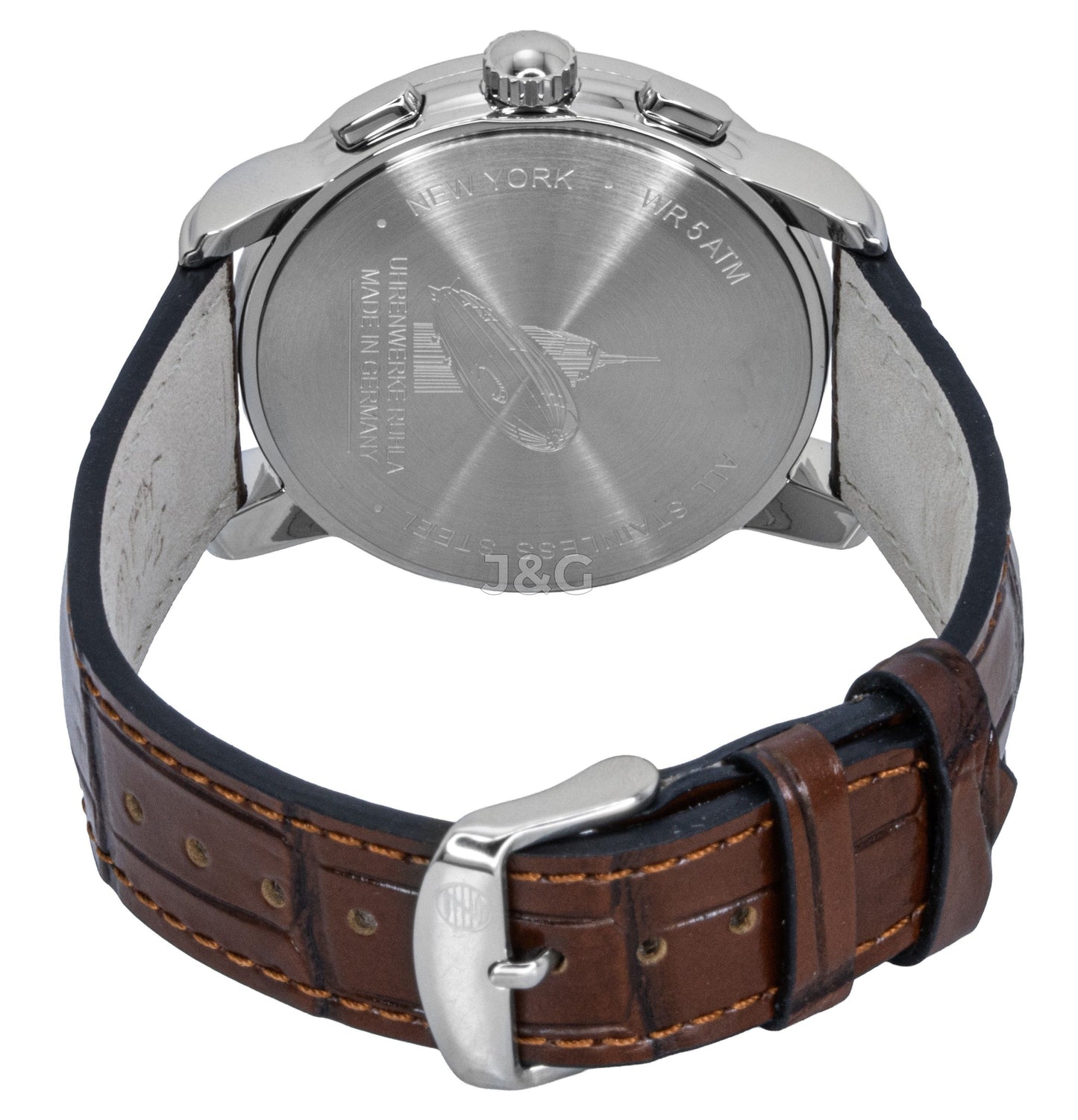 Zeppelin New York Quartz movement White Leather Male Z88784. A brand-new Zeppelin New York watch featuring a White dial and a Leather strap. Front view. - view 4