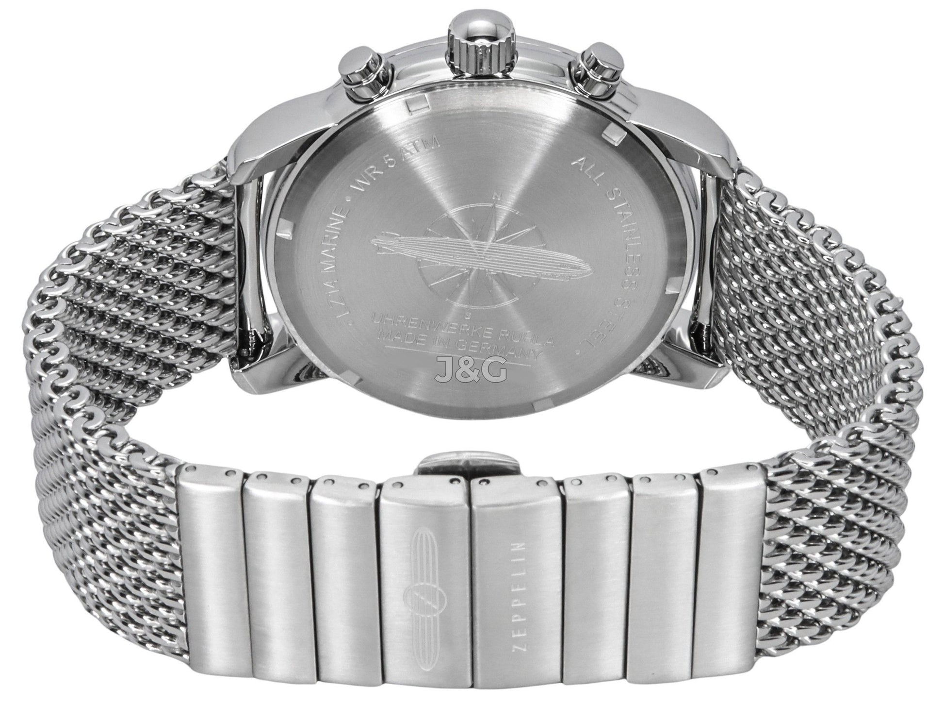 Zeppelin Quartz movement Blue Stainless steel Male Z8886M3. A brand-new Zeppelin watch featuring a Blue dial and a Stainless steel strap. Side view. - view 4